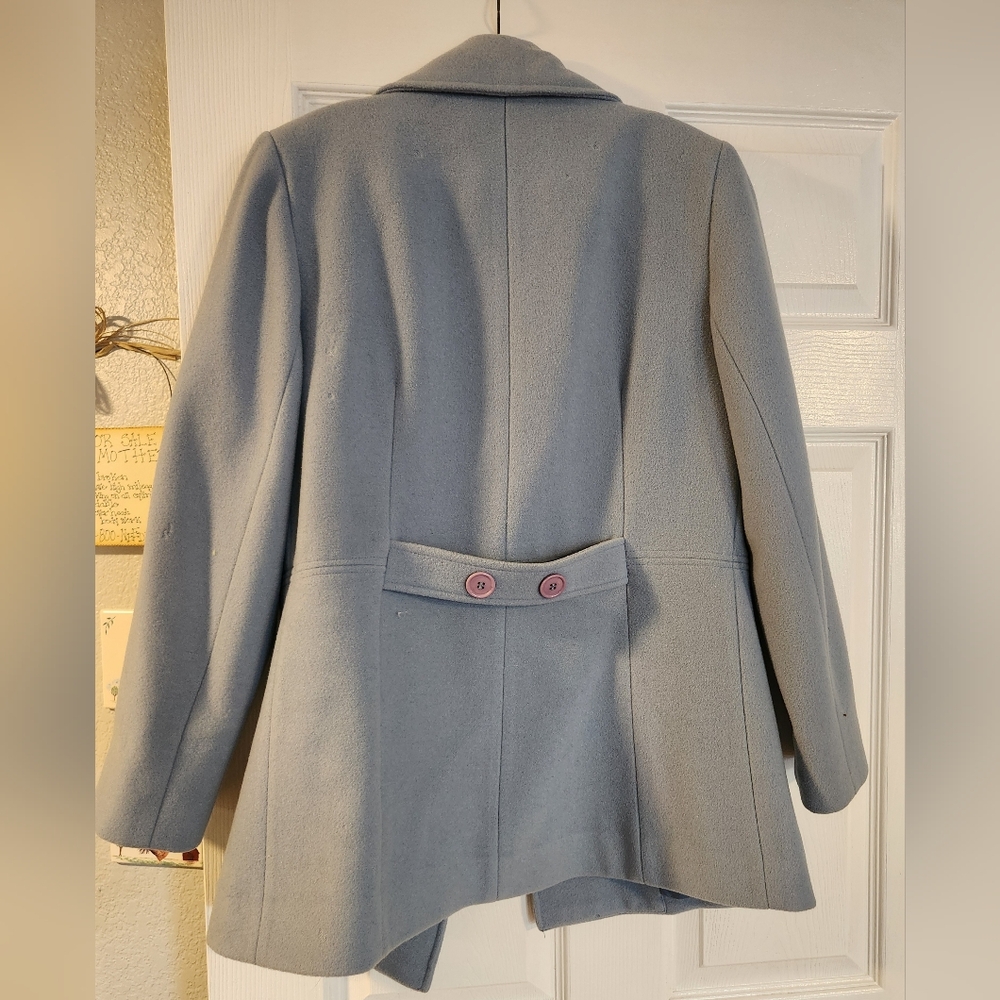 Dress Barn Pea Coat Women's Small Light Blue 100% Wool Warm Winter Office - Picture 2 of 13